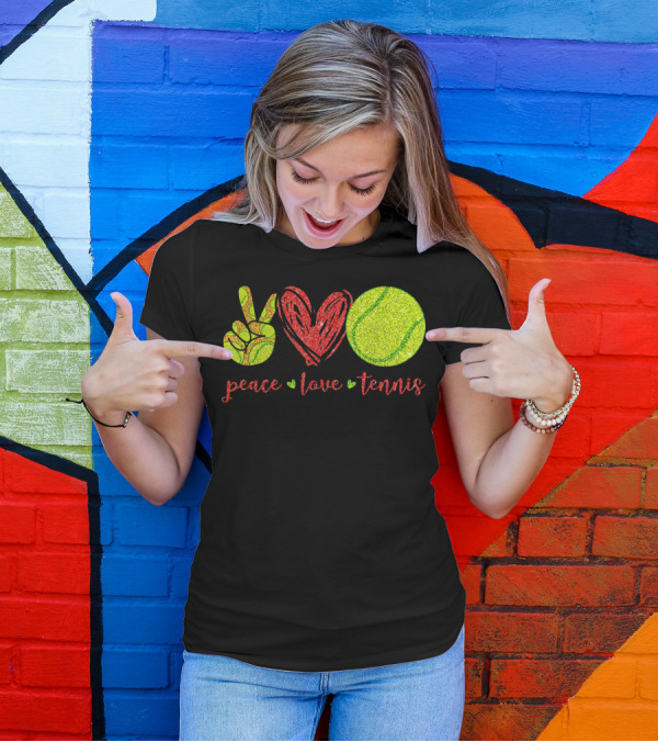Peace Love Tennis Cute Tennis Lovers Sparkling T-Shirt