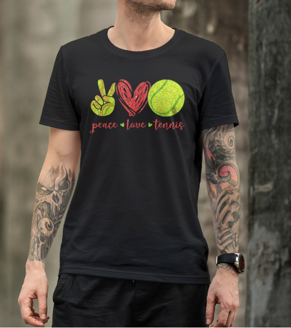 Peace Love Tennis Cute Tennis Lovers Sparkling T-Shirt