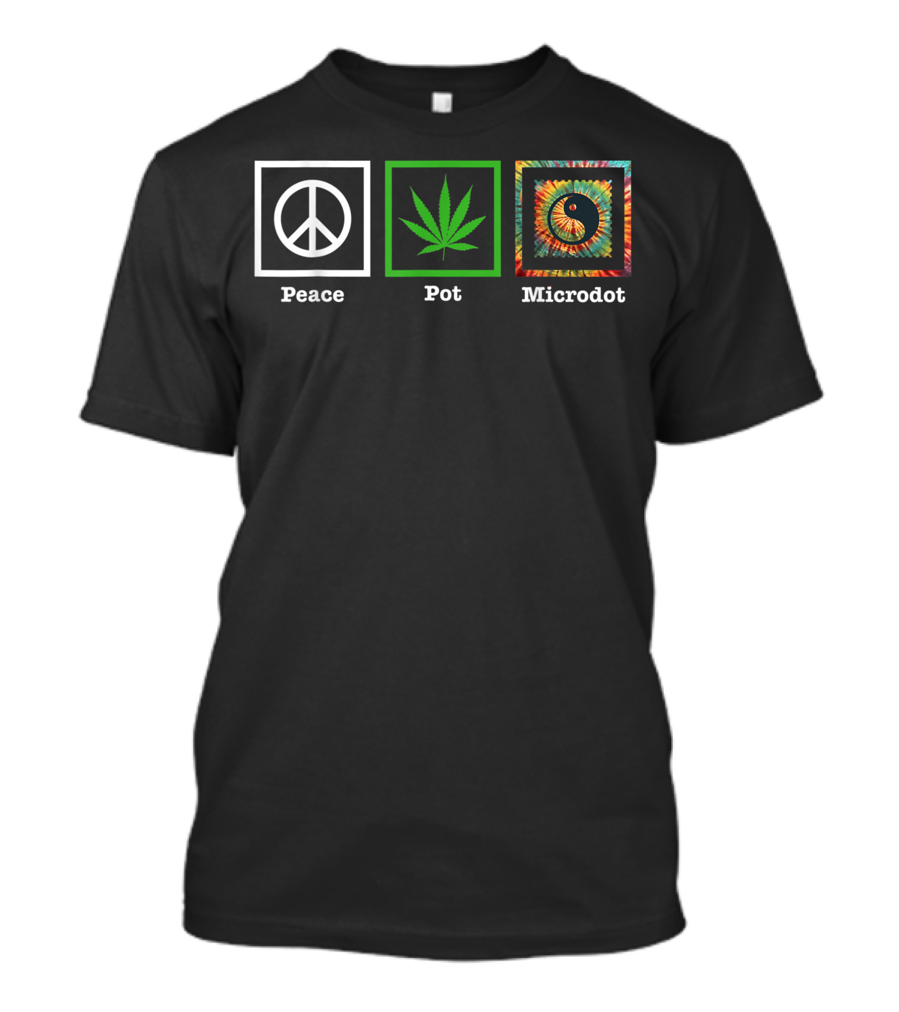 Peace Pot Microdot Hippie Stoner Tie Dye Yin Yang T-Shirt