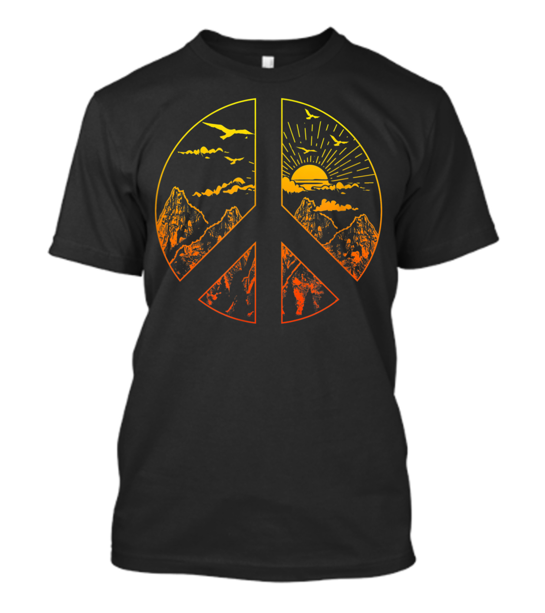 Peace Sign Sunset Mountain Hippie T-Shirt