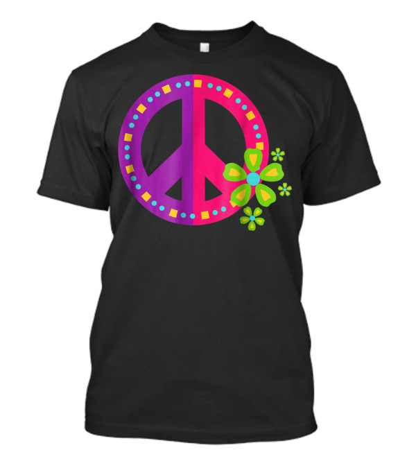 Peace Sign Love Tie Dye 60s 70s Flowers Retro Vintage T-Shirt