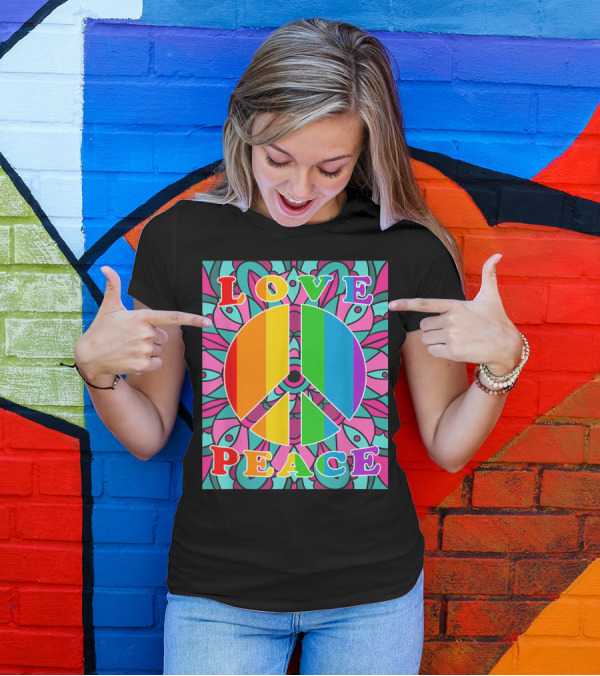 Love Peace Rainbow 70s Hippie Psychedelic T-Shirt
