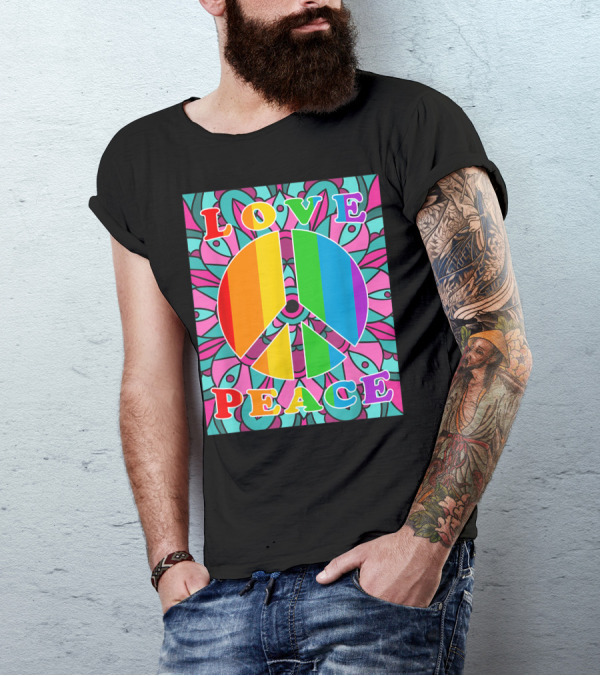 Love Peace Rainbow 70s Hippie Psychedelic T-Shirt