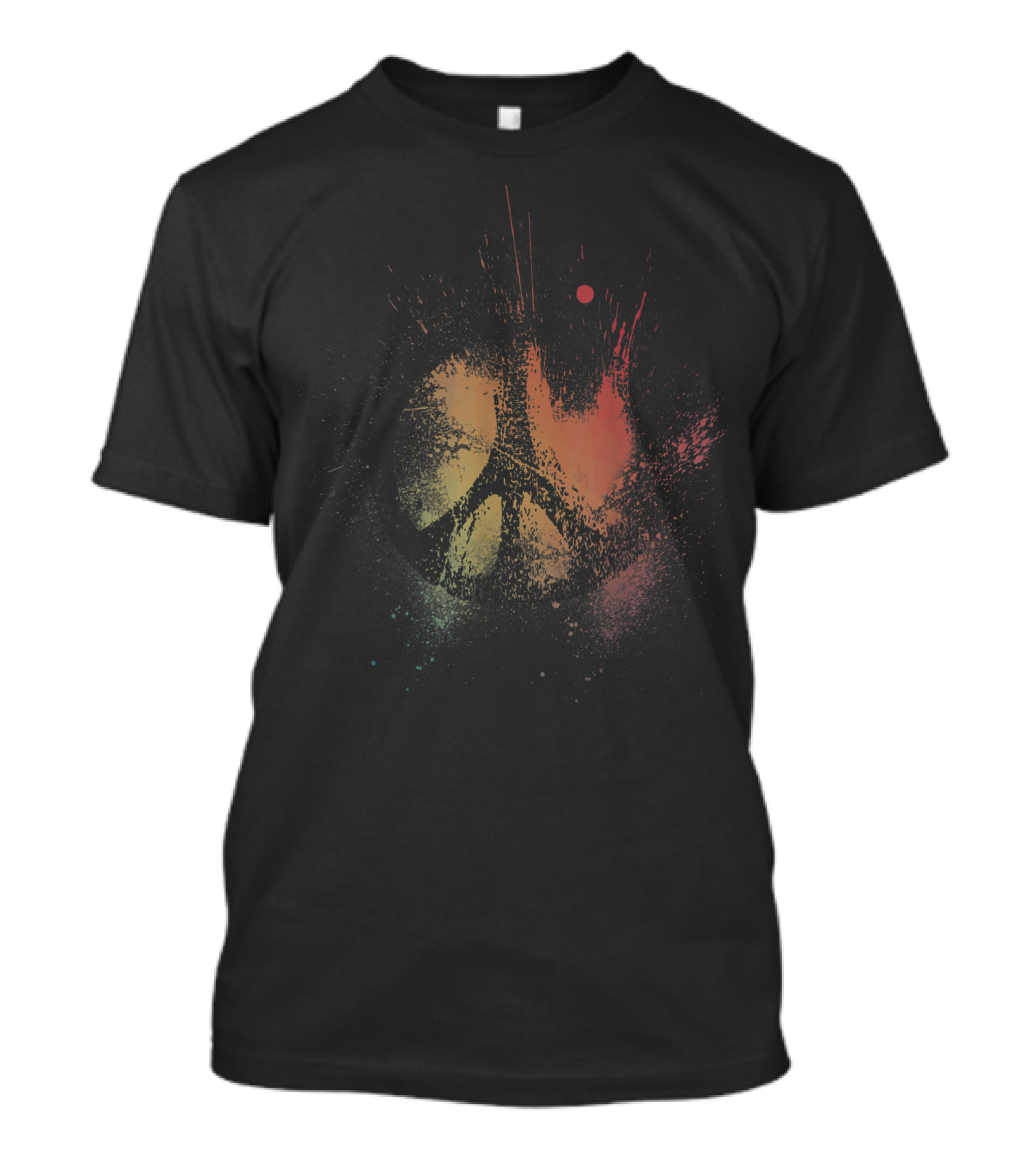 Peace Sign Paint Splatter Grunge Hippie Rasta Vibes T-Shirt