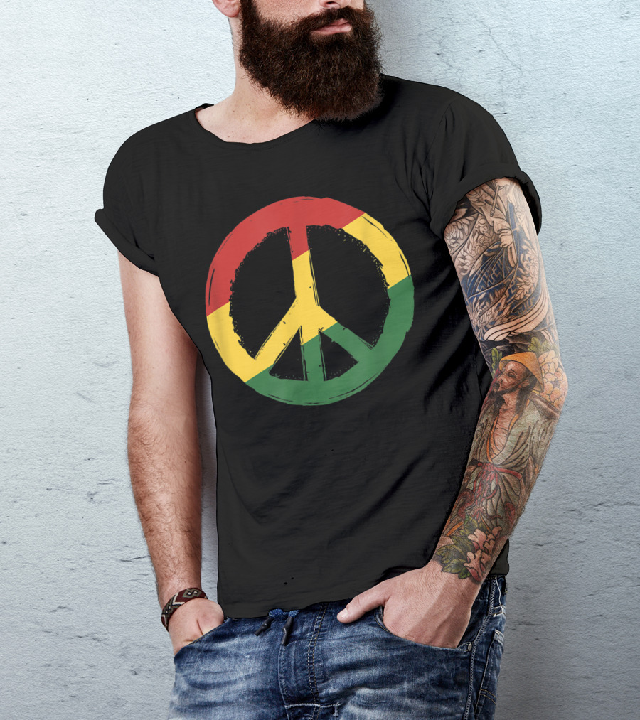 Peace Sign Rasta Reggae Rastafari Jamaican Colors T-Shirt