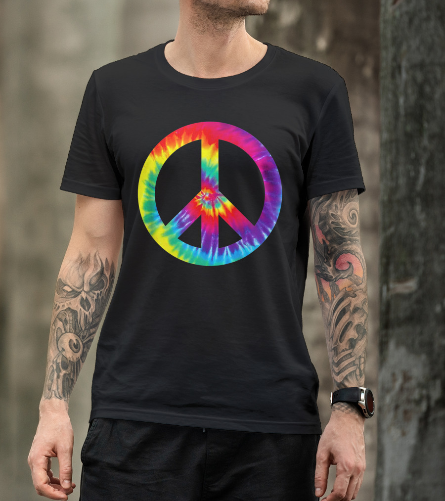 Peace Sign Tie Dye Symbol 60s 70s Hippie Costume Vintage Look T-Shirt