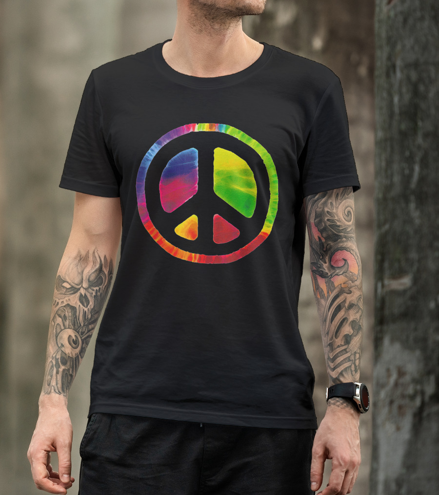 Peace Sign Tye Dye Rainbow Vivid Colors T-Shirt