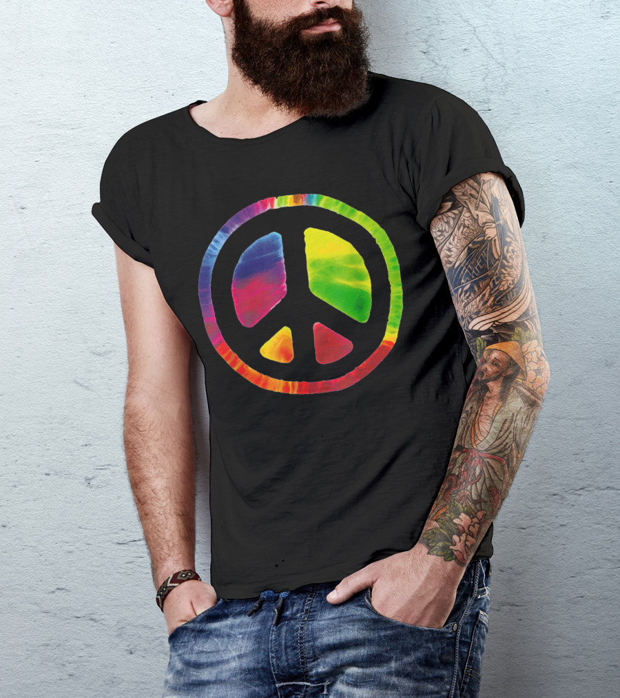 Peace Sign Tye Dye Rainbow Vivid Colors T-Shirt