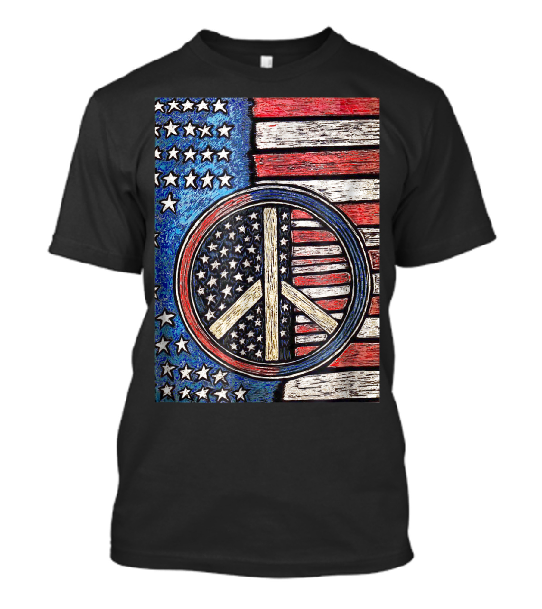 Vintage Peace Sign American Flag T-Shirt