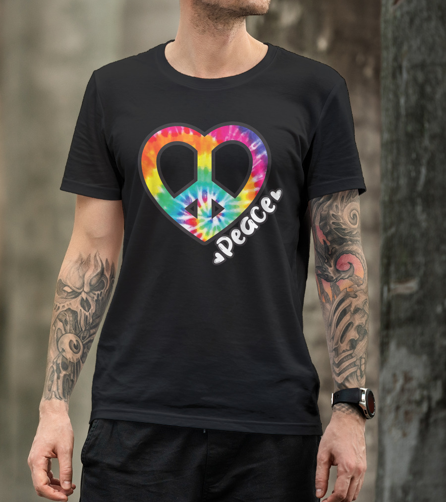 Peace Tie Dye Heart Hippie Groovy Vintage 3U T-Shirt