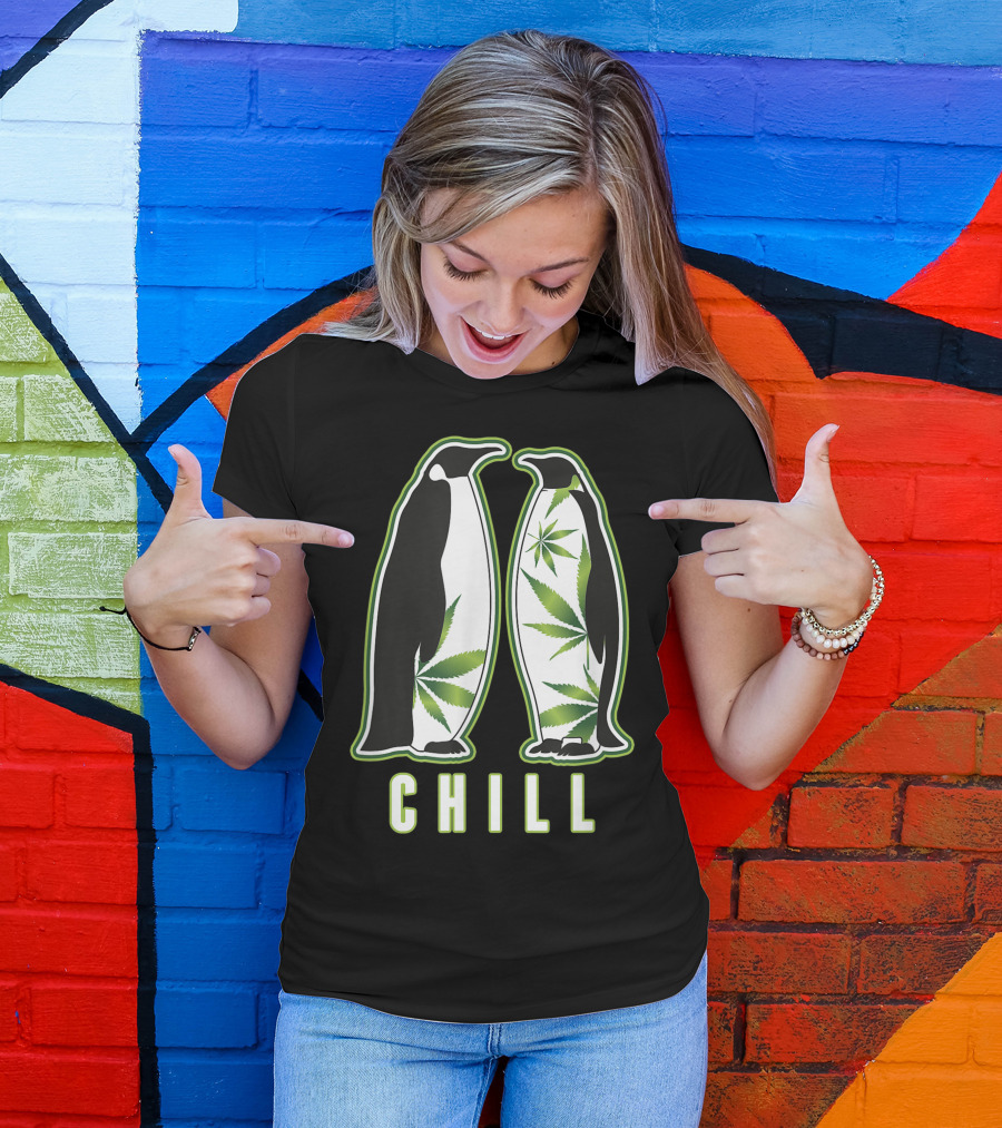 Penguin Chill Weed 420 Marijuana Bud Pun T-Shirt