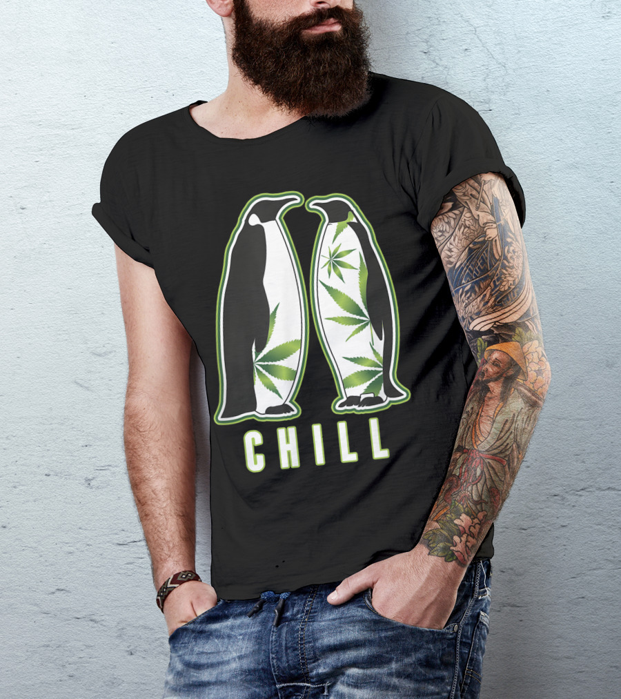 Penguin Chill Weed 420 Marijuana Bud Pun T-Shirt