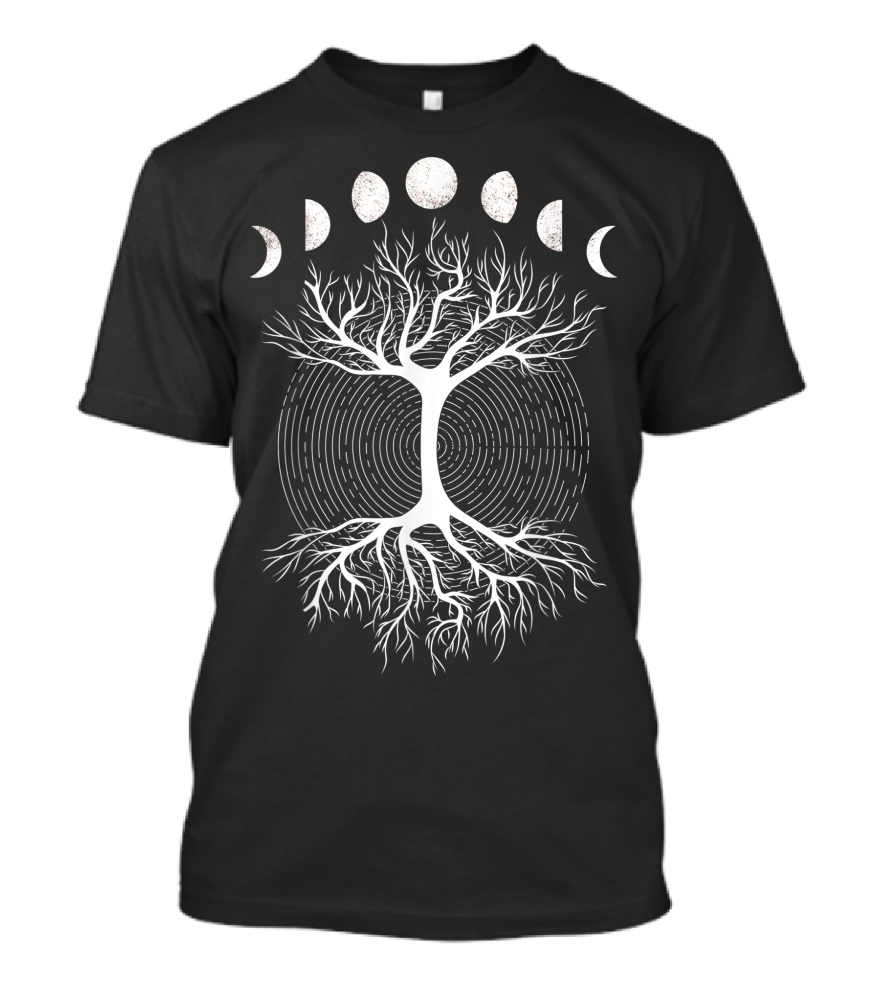 Phases Of The Moon Tree Cosmic Circle Roots Cycle T-Shirt