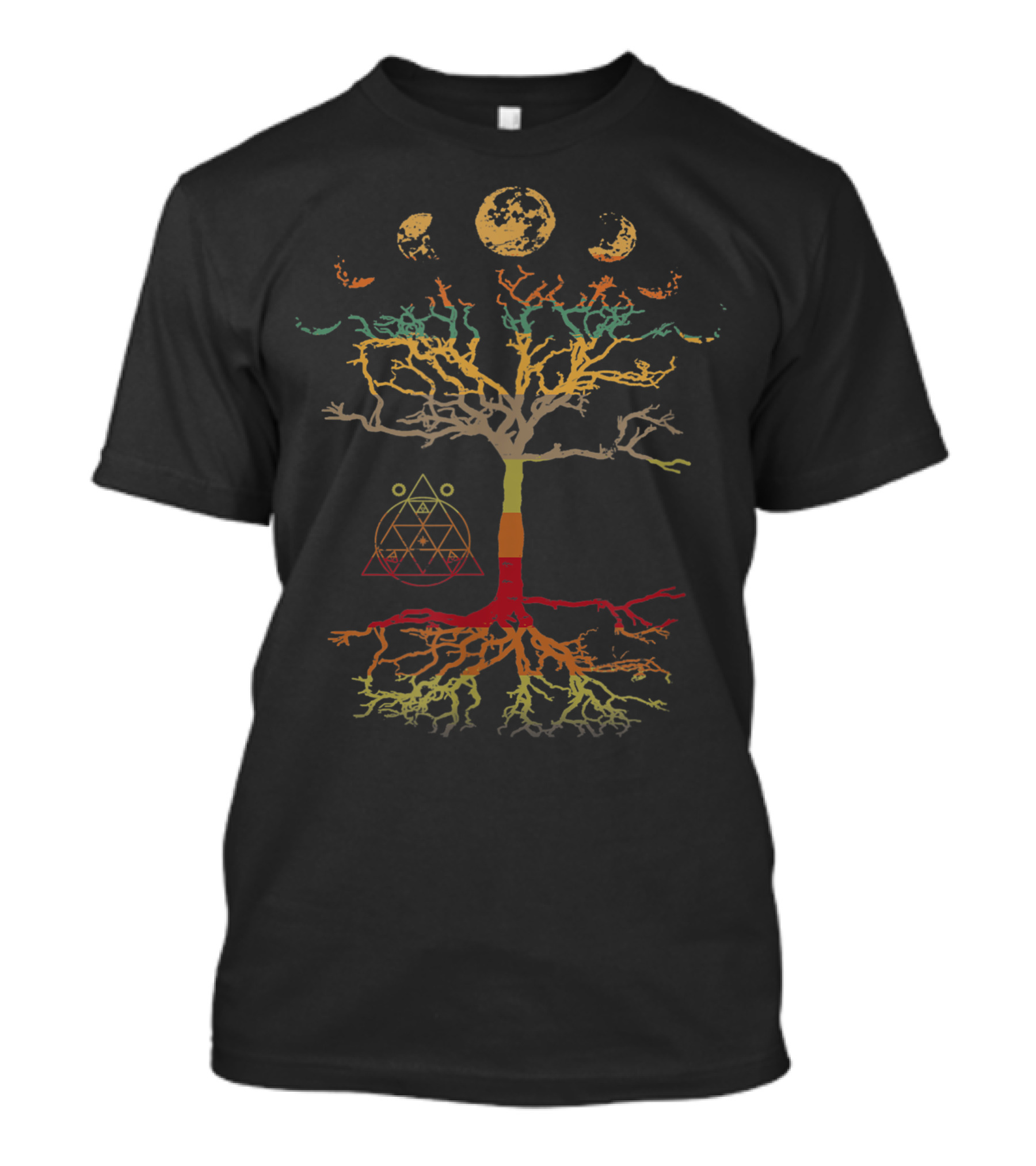 Phases Of The Moon Tree Of Life Geometric Spiritual Awakening T-Shirt