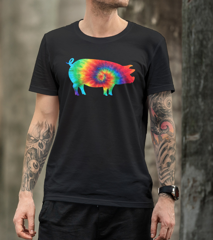 Pig Tie Dye Rainbow Hippie Costume Hippy T-Shirt