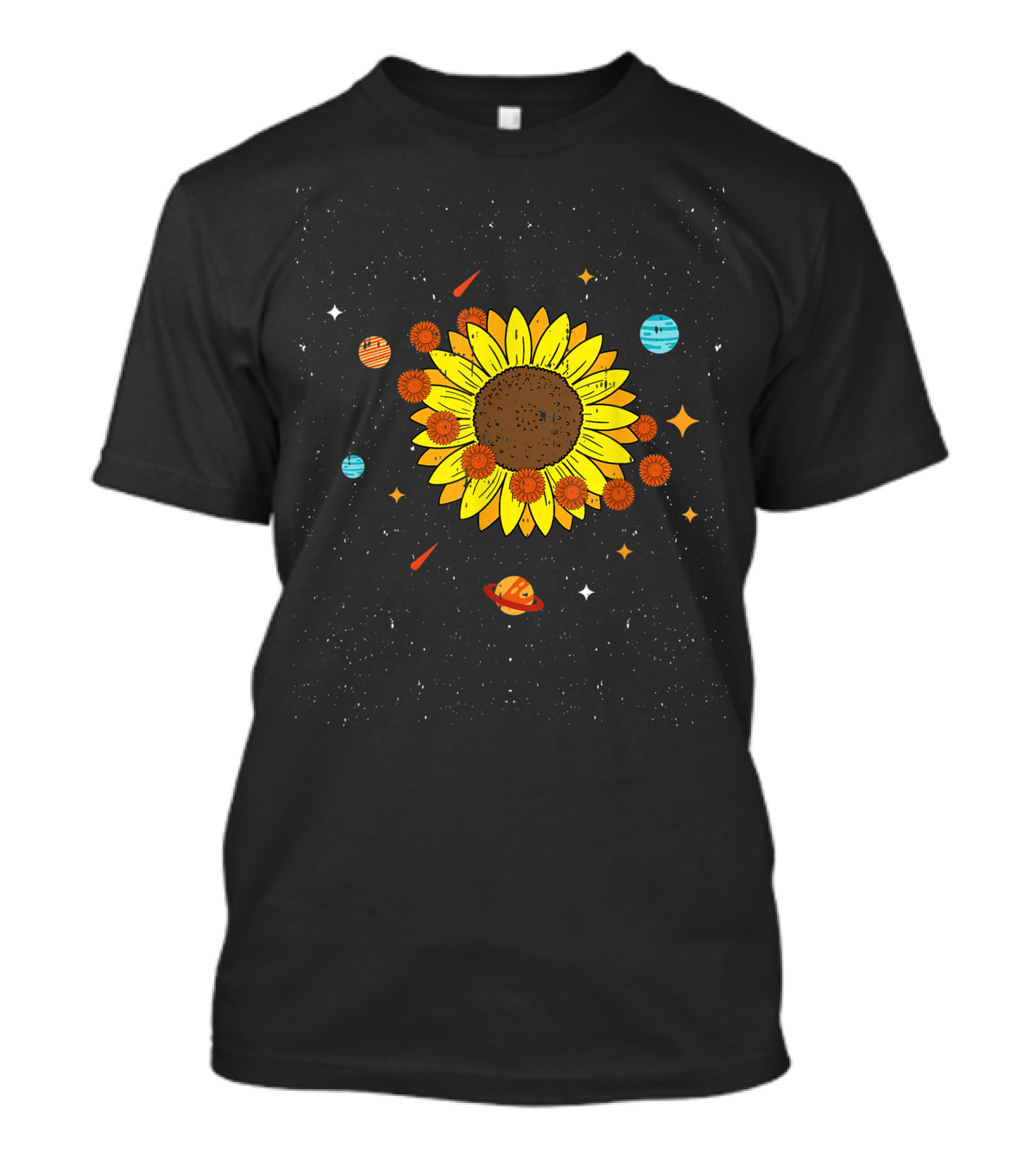 Planet Sunflower Space Cute Floral Flower T-Shirt