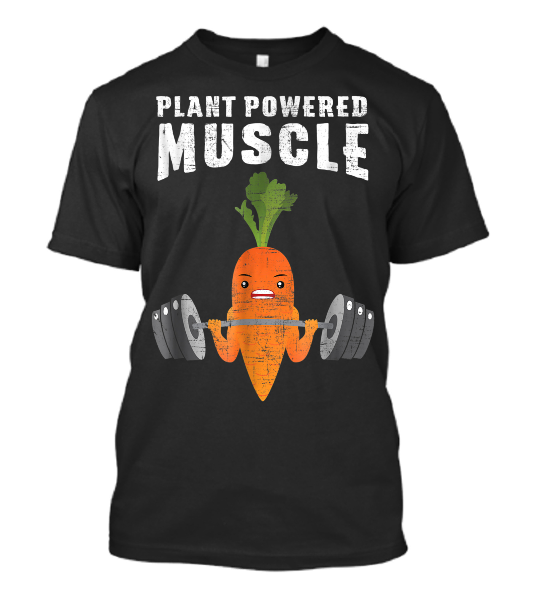 Plant Powered Muscle Carrot Lifting Weights Vegan T-Shirt