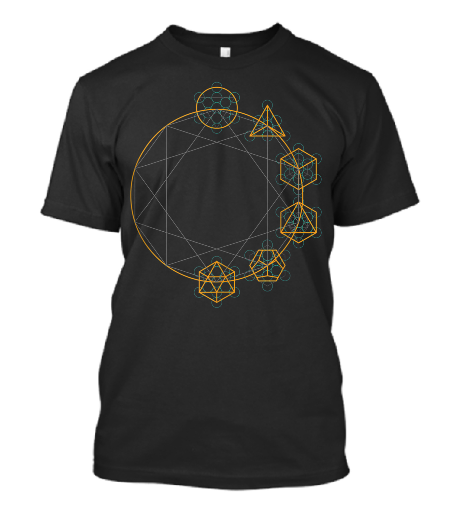 Platonic Solids Sacred Geometry Festival Circular Arrangement T-Shirt
