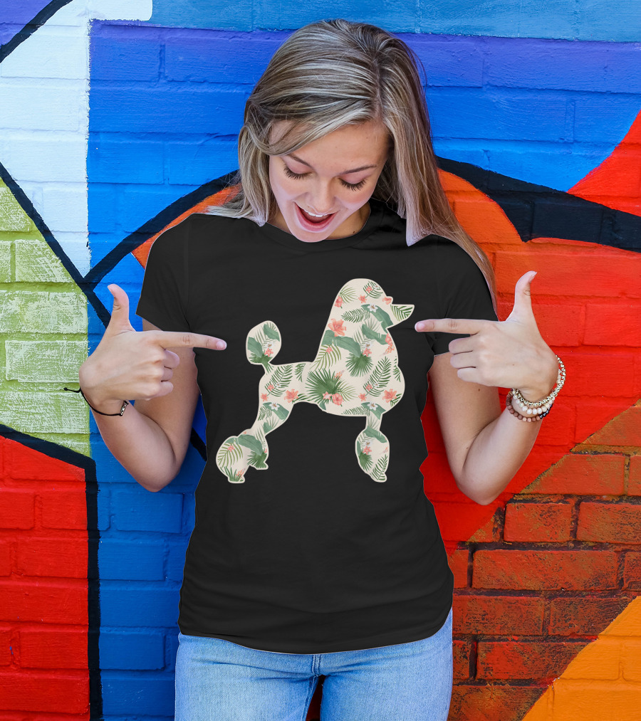 Poodle Floral Print Hawaiian Women Op T-Shirt