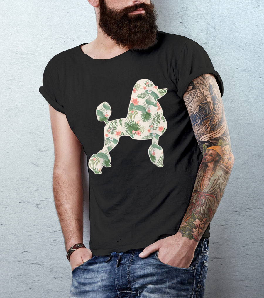 Poodle Floral Print Hawaiian Women Op T-Shirt
