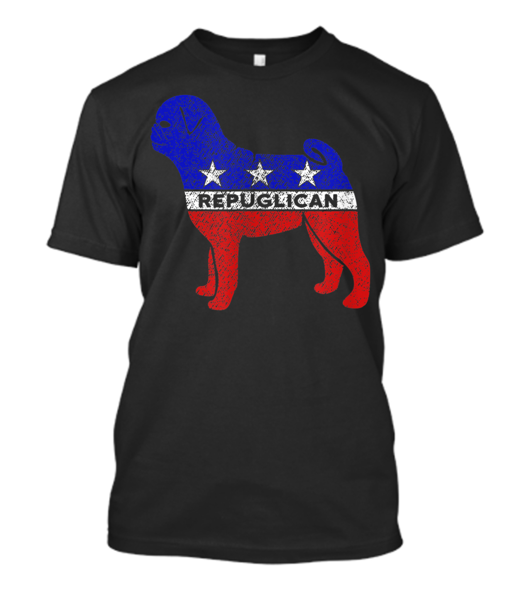 Pug Repuglican Political Dog Silhouette With Stars T-Shirt