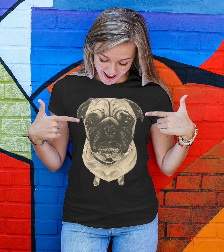 Pug Lover 8W Adorable Pug Face T-Shirt