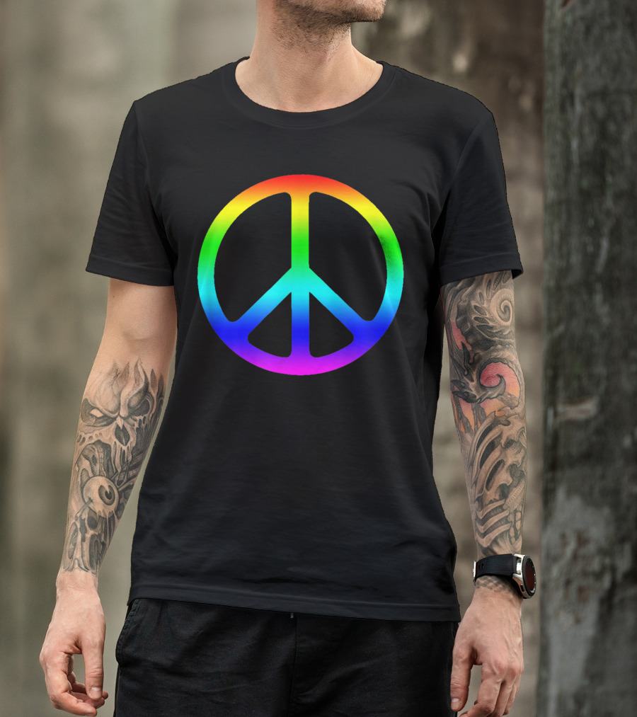 Rainbow Peace Sign Hippie Equality T-Shirt