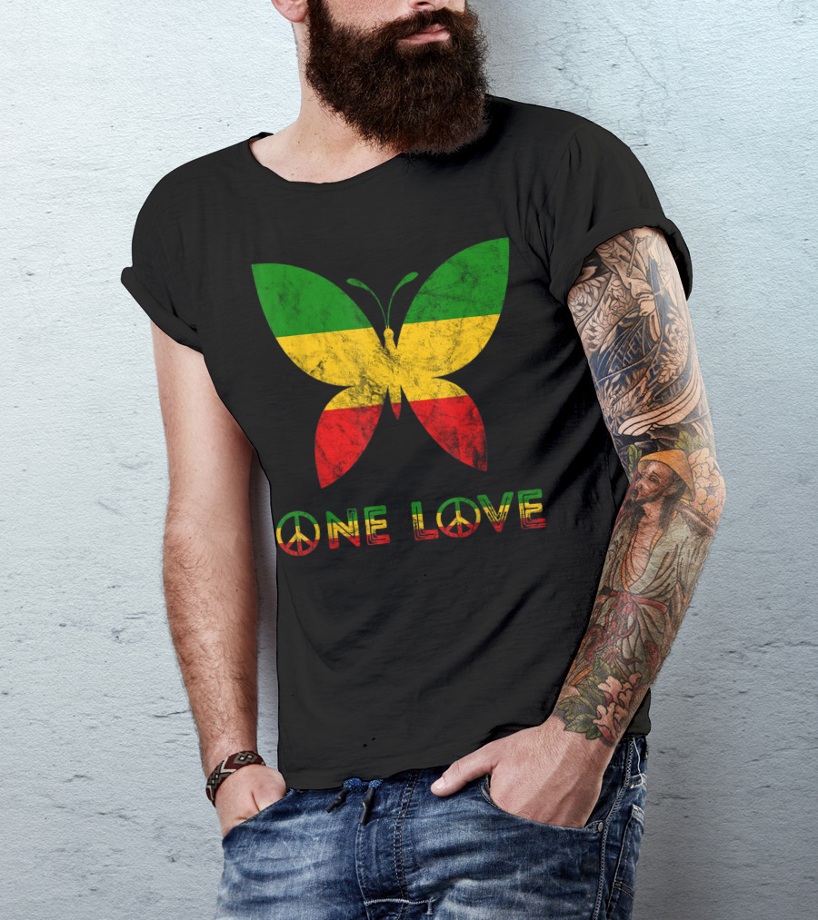 Rasta Reggae Butterfly One Love Peace T-Shirt