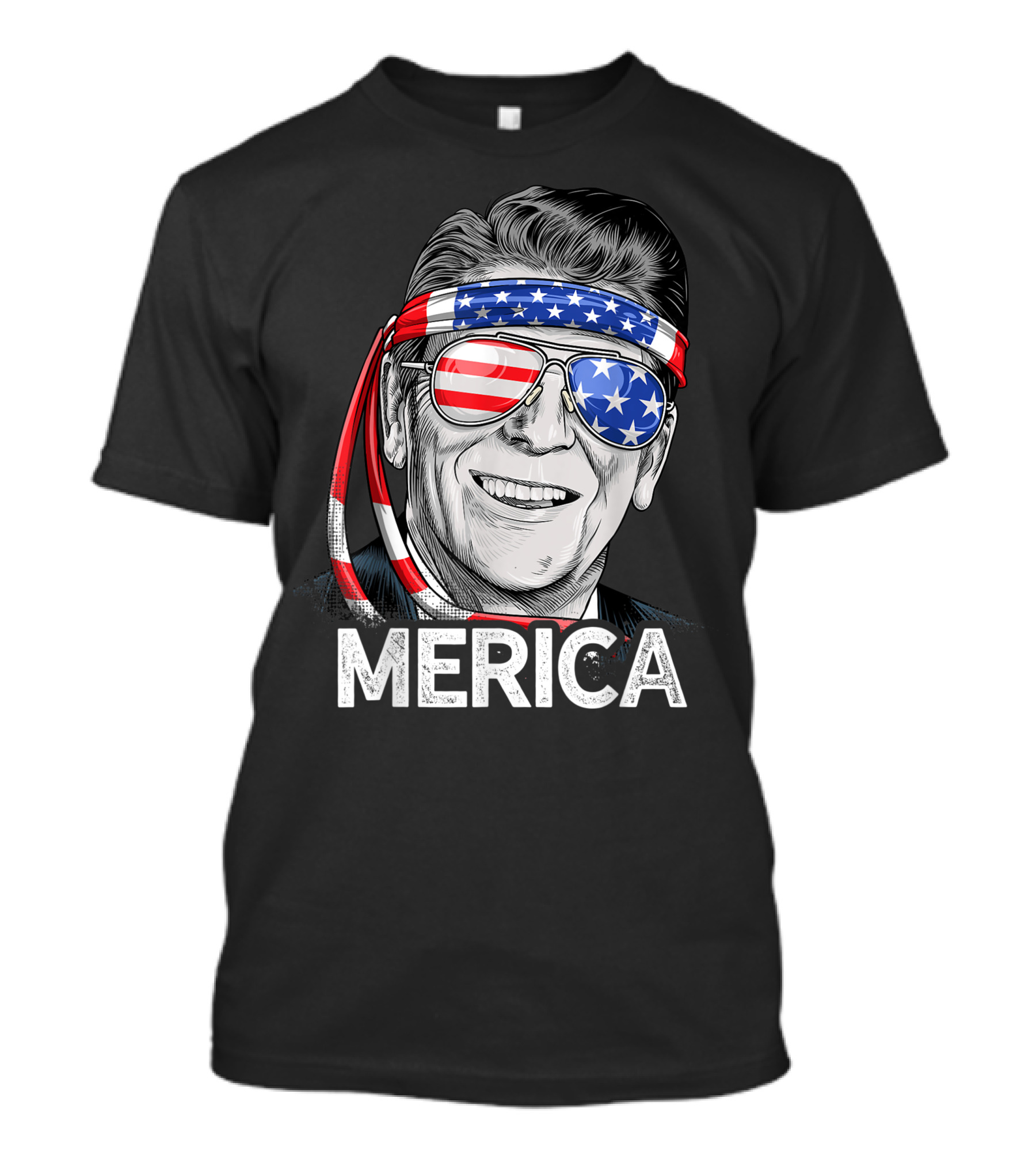 Reagan Ronald Merica Usa Flag 4th Of July Us President T-Shirt