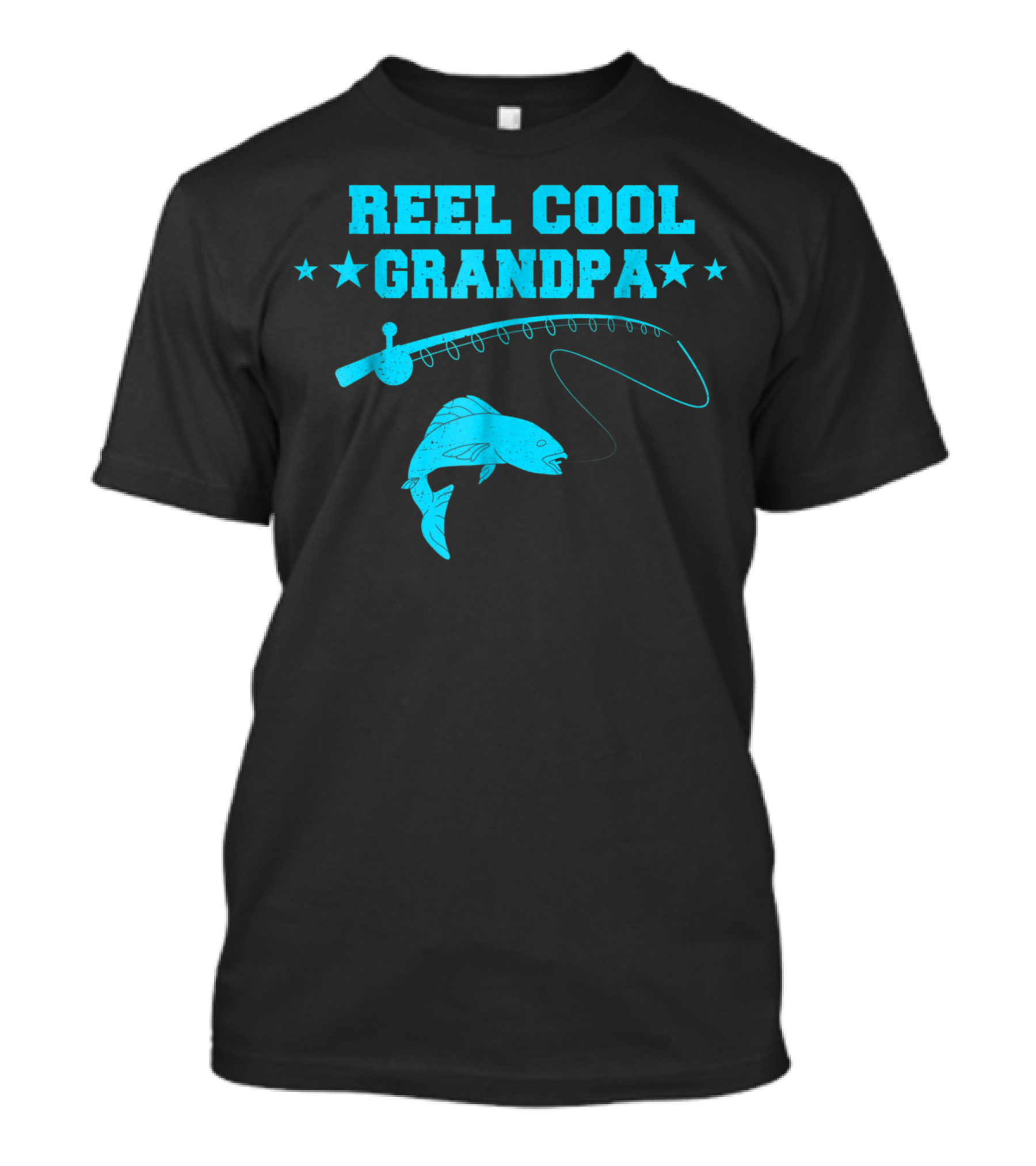Reel Cool Grandpa Fish Fishing Fisherman Angler Stars Rod T-Shirt