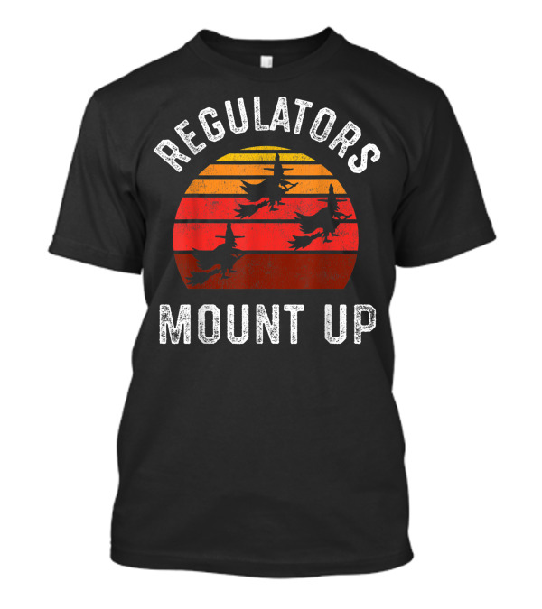 Regulators Mount Up Halloween Witch Flying Silhouettes On Sunset T-Shirt