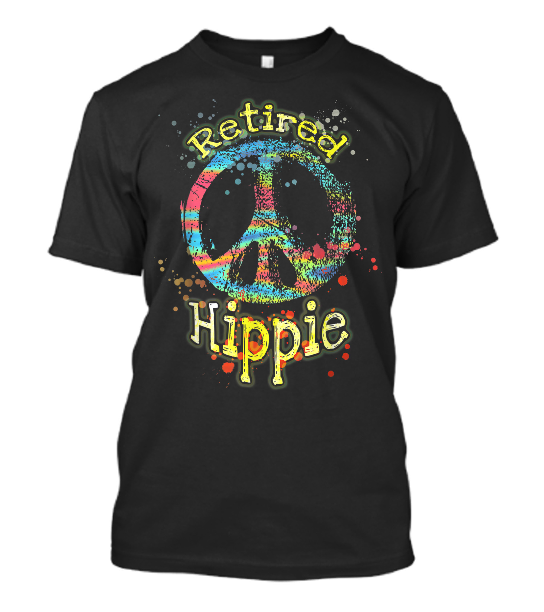 Retired Hippie Peace Symbol Colorful Splatter T-Shirt