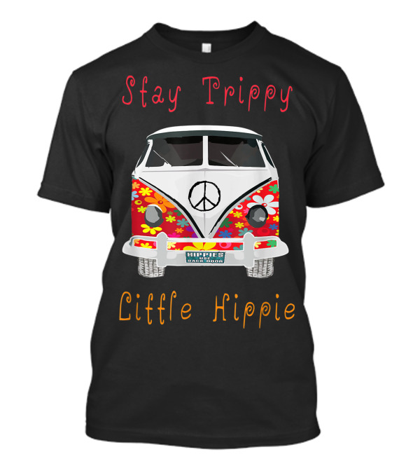 Stay Trippy Little Hippie Van Peace Symbol Retro 60s Hippy Flowers T-Shirt