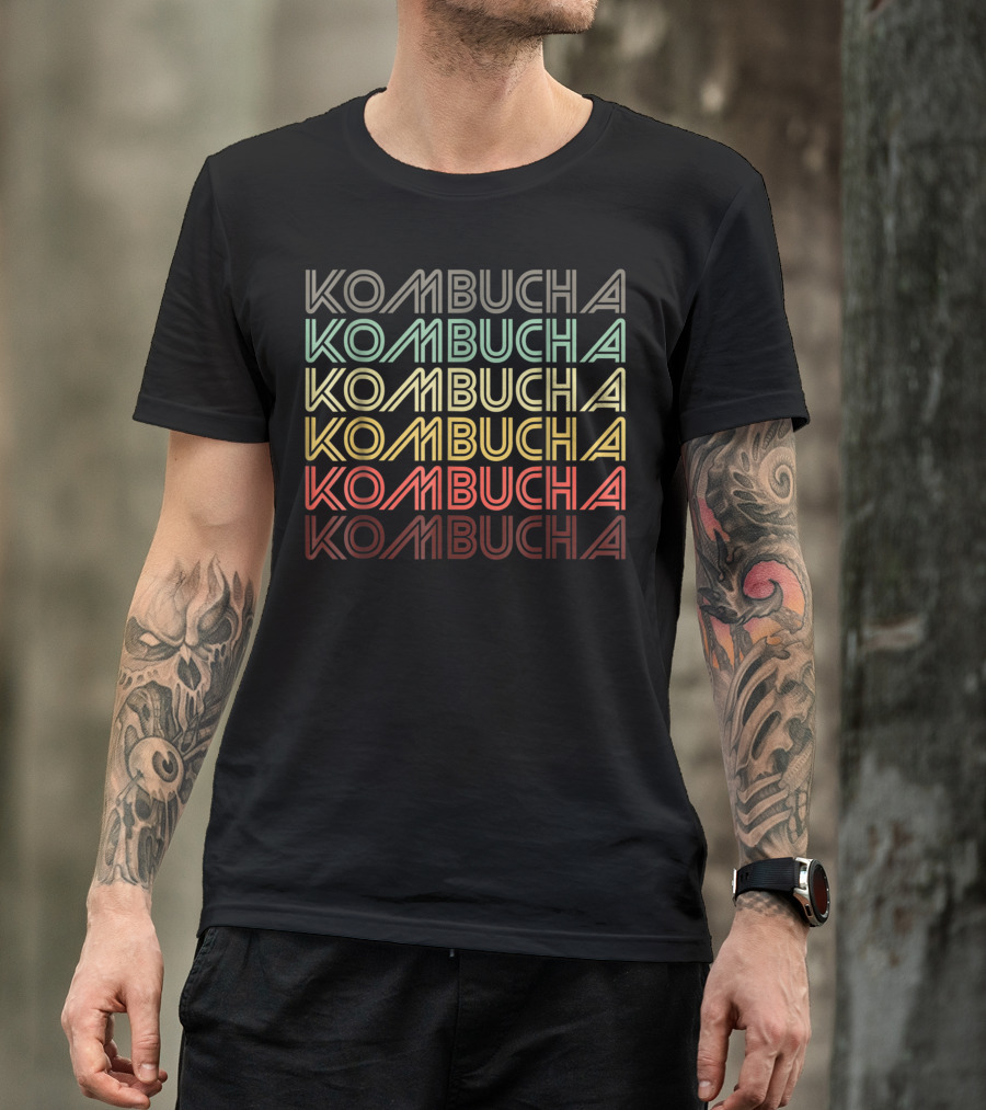 Retro Kombucha Vintage Hippie Healthy Drink Support Typography T-Shirt