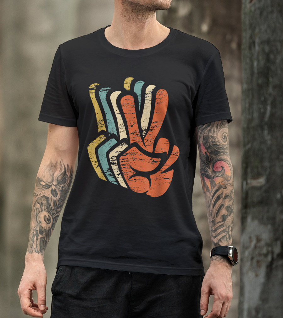 Retro Peace Sign Love 60s 70s Vintage Vibes T-Shirt