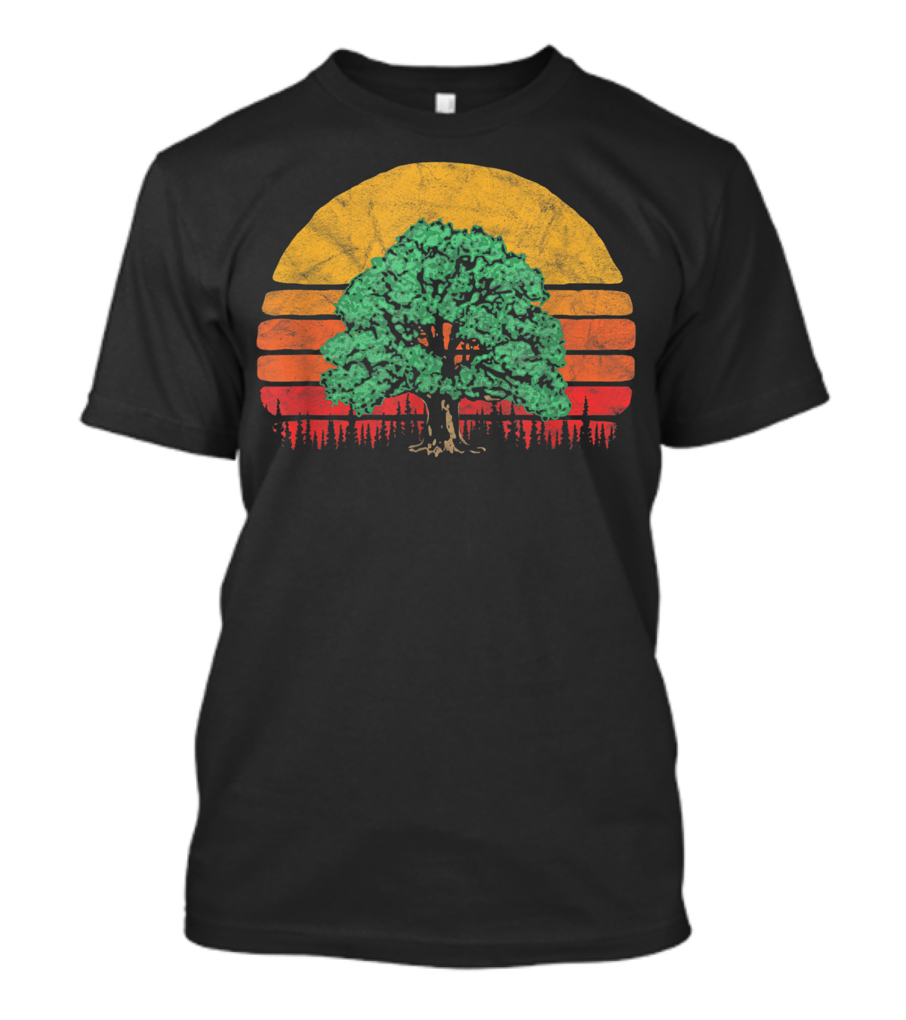 Retro Sun Minimalist Oak Tree Vintage Aesthetic T-Shirt