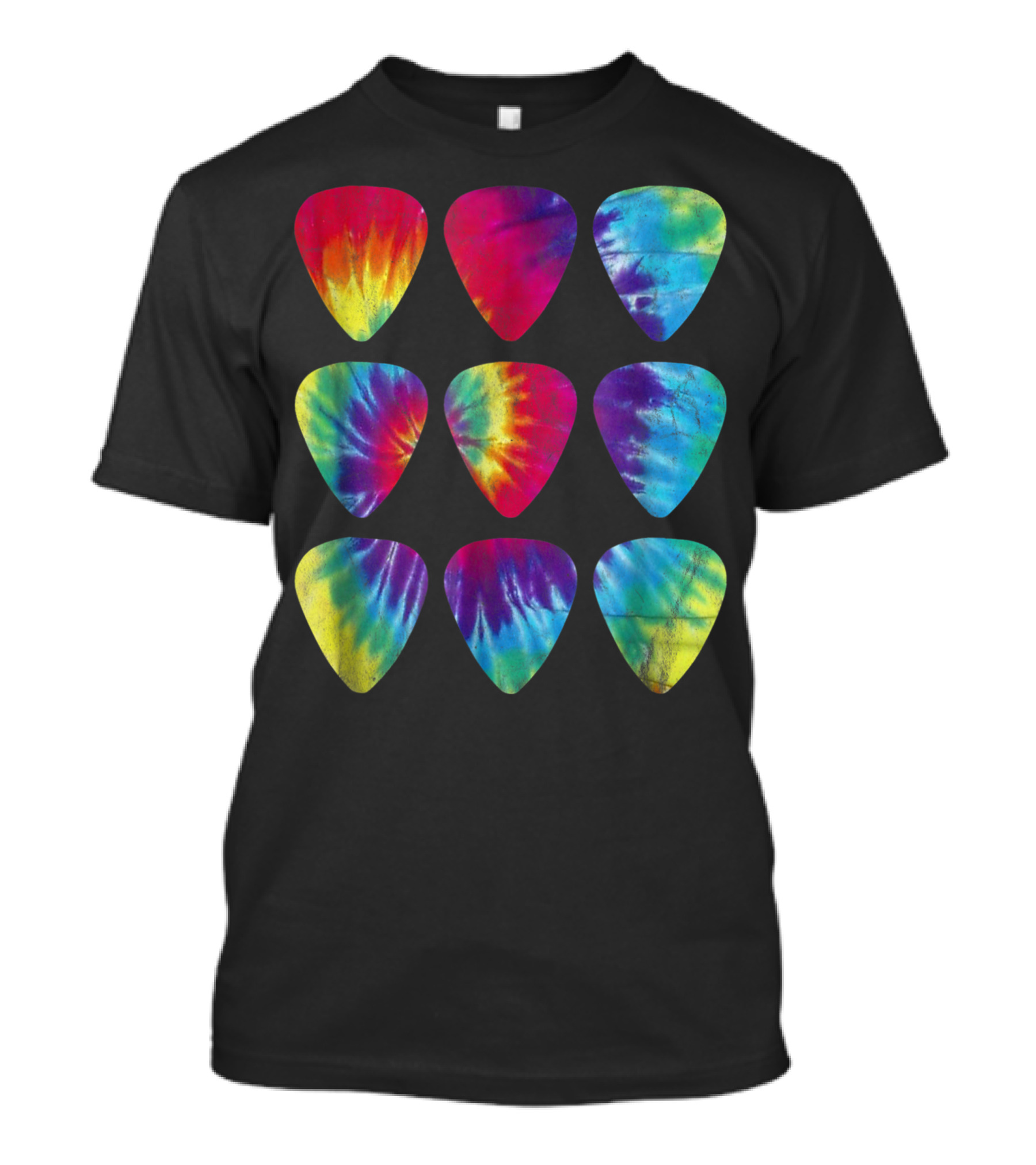 Retro Tie Dye Guitar Pick Sixties Hippie Colors Vibrant Psychedelic T-Shirt