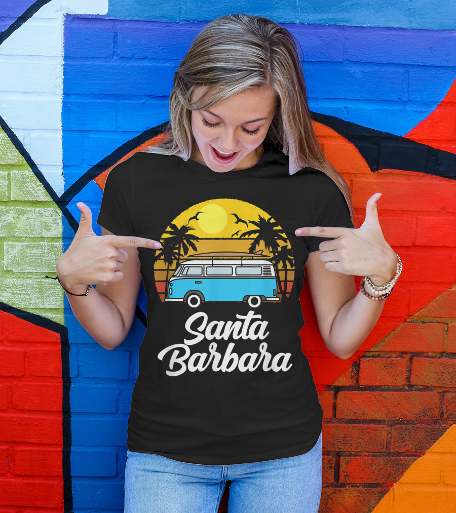 Santa Barbara Retro Van Life Vintage Sunset 70s Surfer T-Shirt