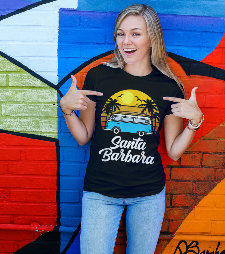 Santa Barbara Retro Van Life Vintage Sunset 70s Surfer T-Shirt
