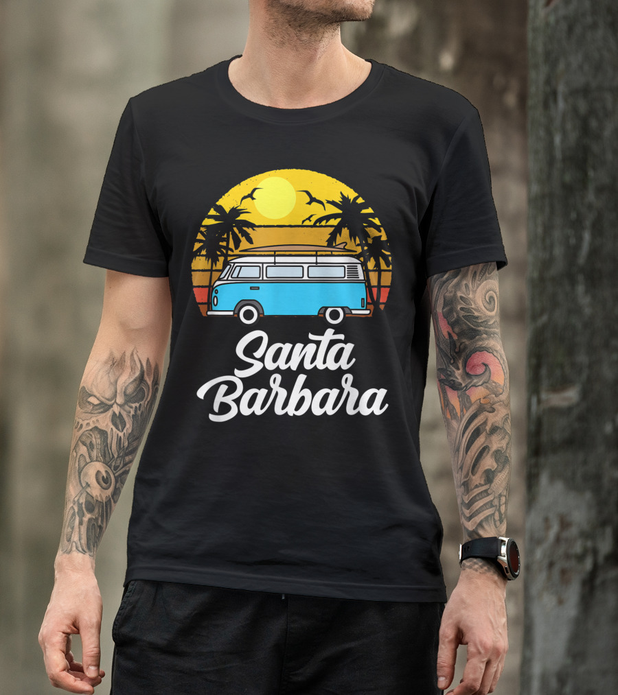 Santa Barbara Retro Van Life Vintage Sunset 70s Surfer T-Shirt