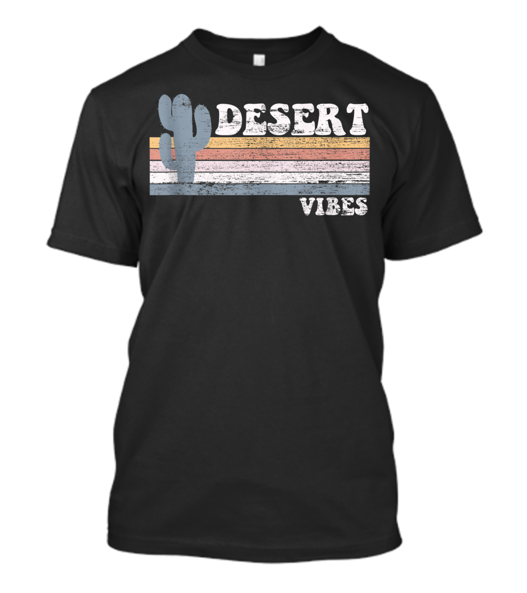 Vintage Desert Vibes Cactus Lovers Retro Distressed Stripes T-Shirt