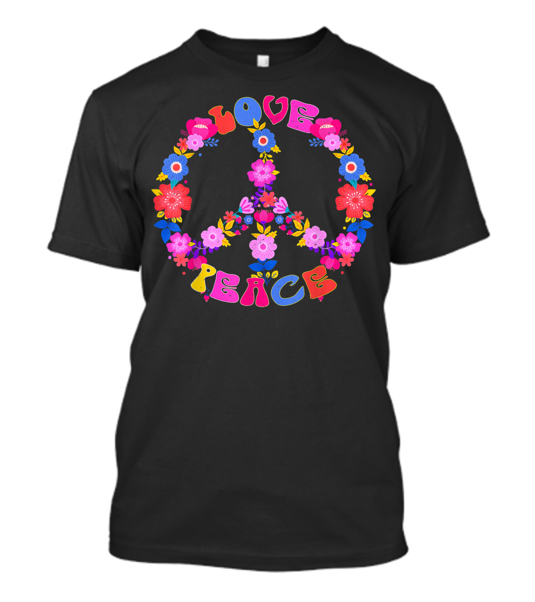 Love Peace Floral Retro Vintage 60s 70s Hippie T-Shirt