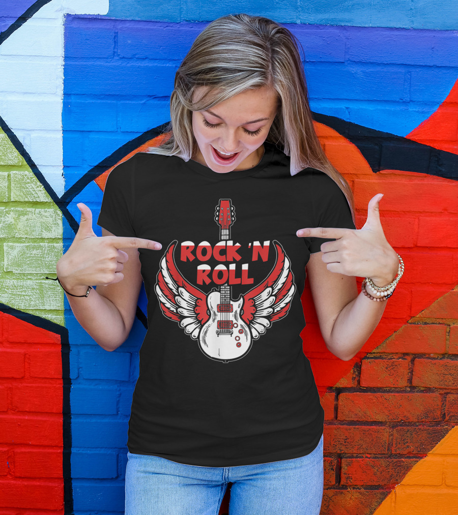 ROCK 'N ROLL Guitar With Wings T-Shirt