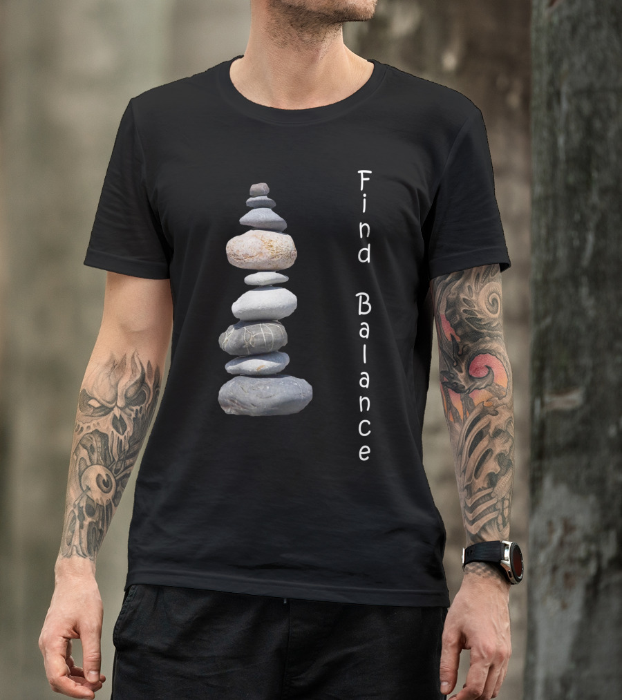 Find Balance Rock Stacking Nature Cairn T-Shirt