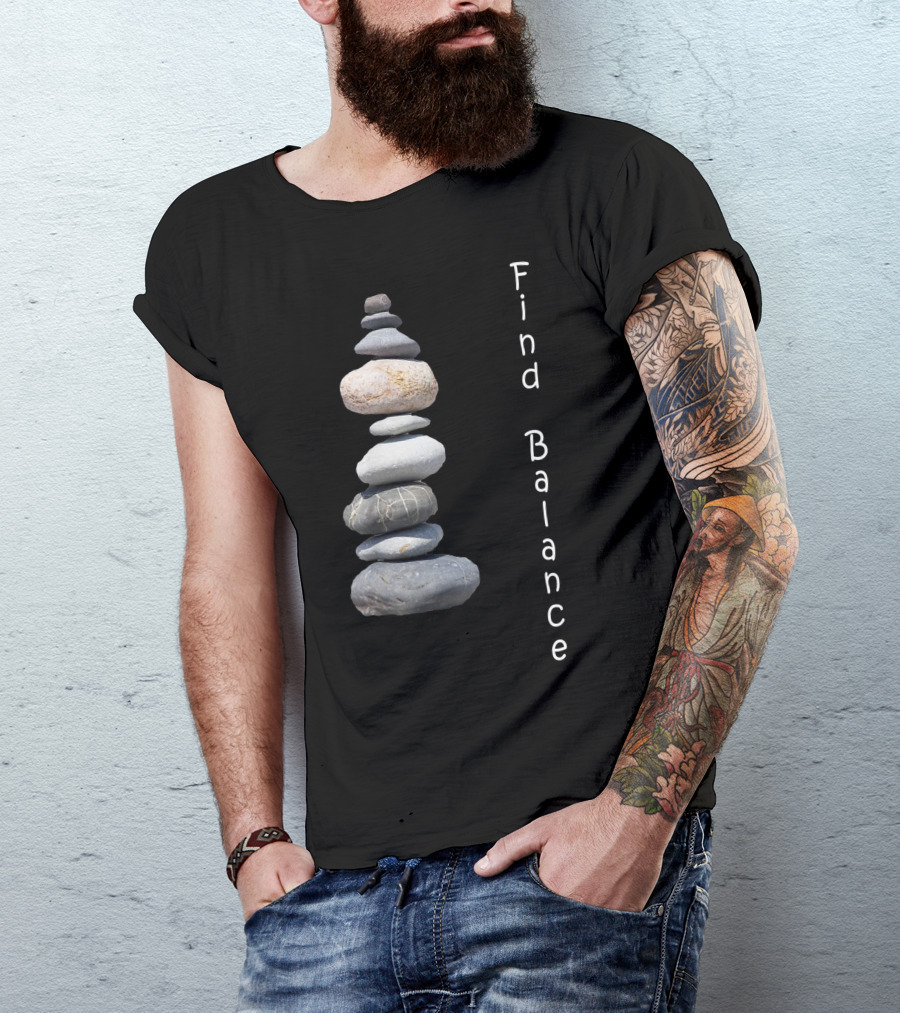 Find Balance Rock Stacking Nature Cairn T-Shirt