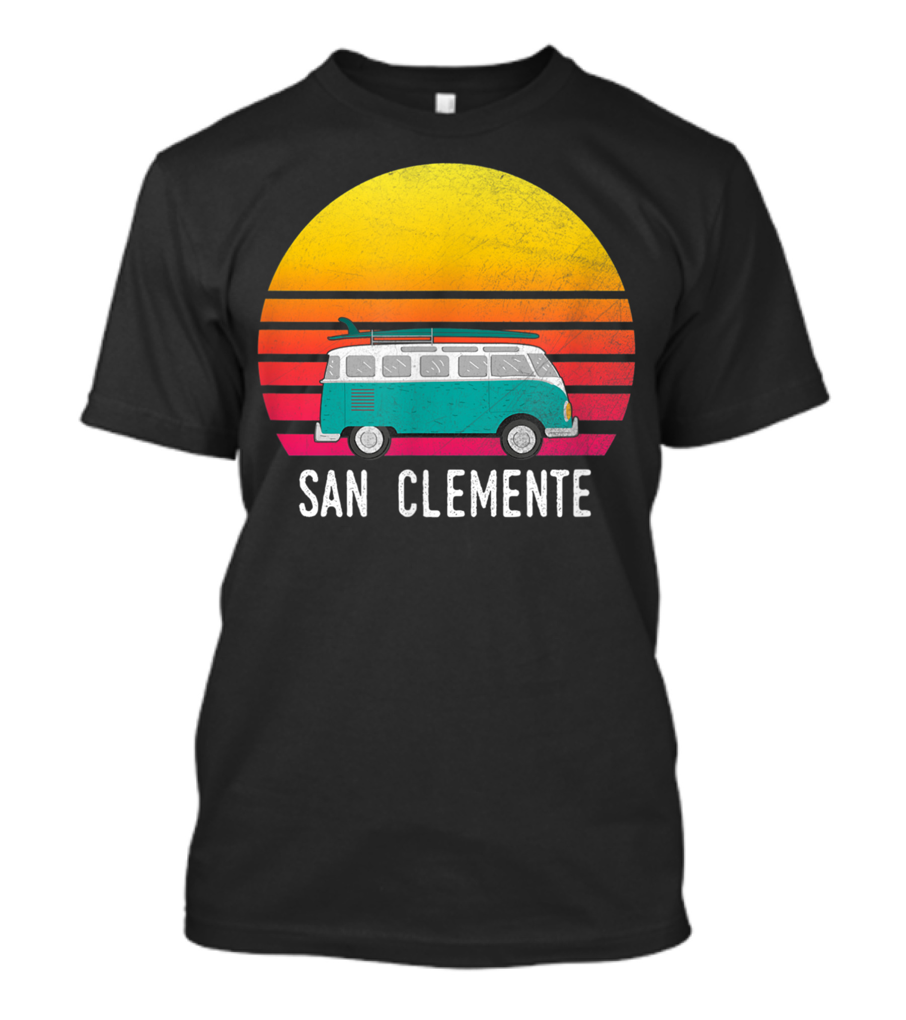 San Clemente Sunset Surfing Van Retro Vibes T-Shirt