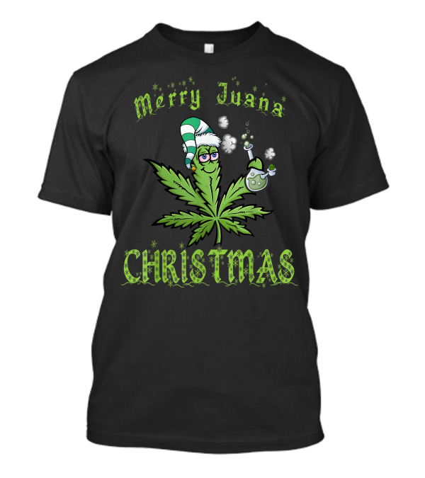Merry Juana Christmas Stoner Pot Leaf Santa X Mas Marijuana T-Shirt
