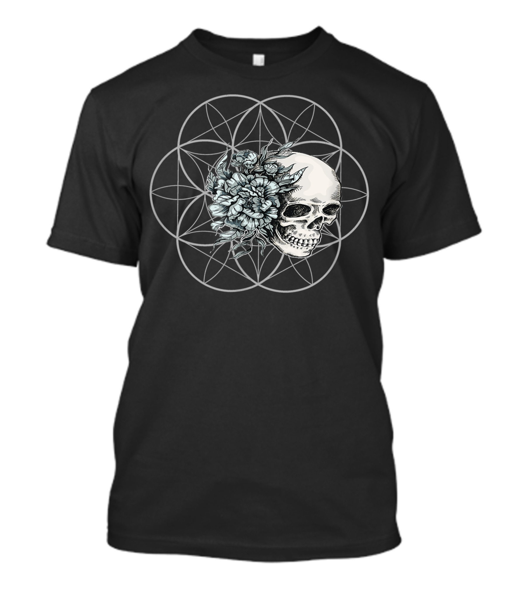 Satans Girl Boy Tarot Card Moon Phases Hippie Goth Tattoo Skull Floral Geometric T-Shirt