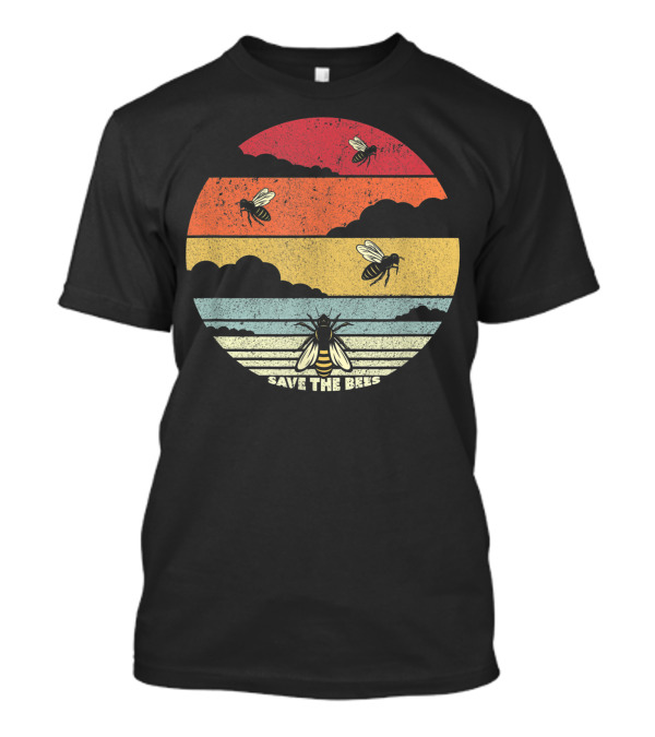 Save The Bees Vintage Sunset Climate Change Awareness T-Shirt