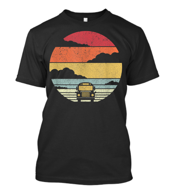 School Bus Retro Sunset T-Shirt